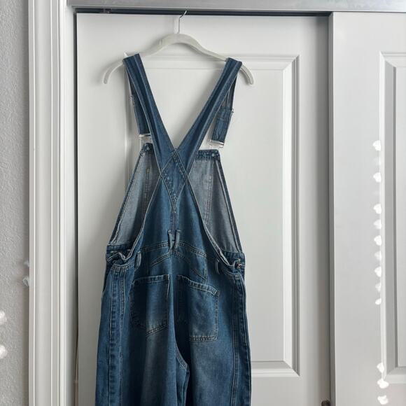 Barrel Leg Denim Overalls Sz XL Horseshoe Jean Jumpsuit Blue - Picture 11 of 15